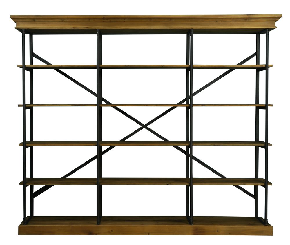 Shelves - Queens industrial shelf recycled wood and steel, 4 shelves - JP2B DECORATION