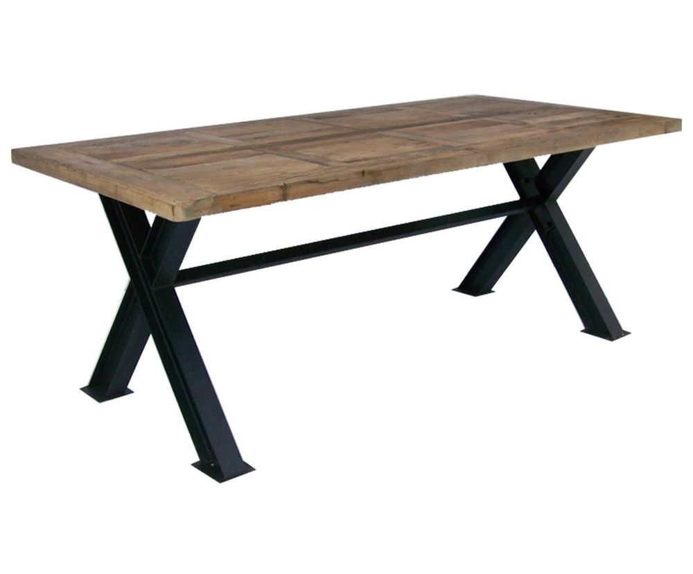 Tables Salle à Manger - Table de repas industrielle, bois recyclé et métal, 200 cm - JP2B DECORATION