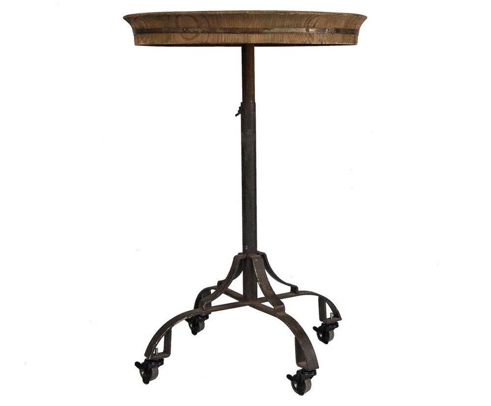 Other tables - Tea Stand, wood and metal, vintage industrial design - JP2B DECORATION