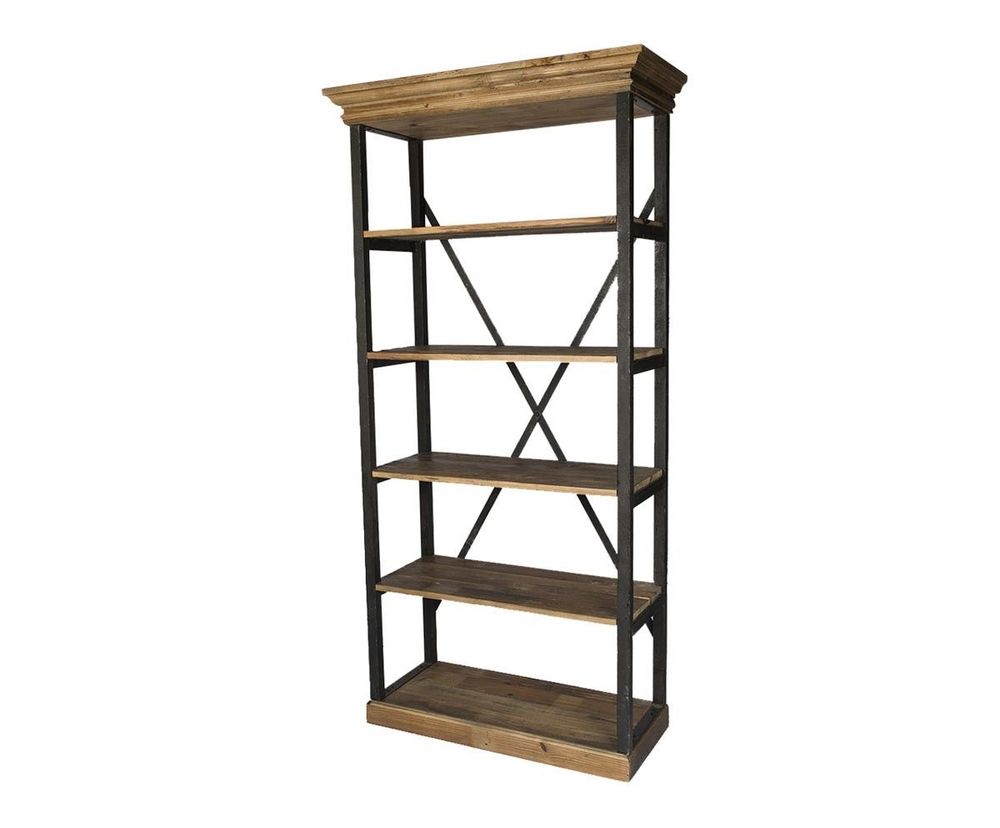Shelves - Medium industrial shelf, wood and metal, 220 cm - JP2B DECORATION