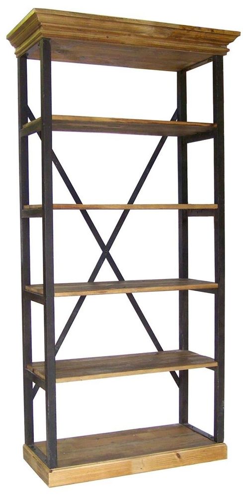 Shelves - Medium industrial shelf, wood and metal, 220 cm - JP2B DECORATION
