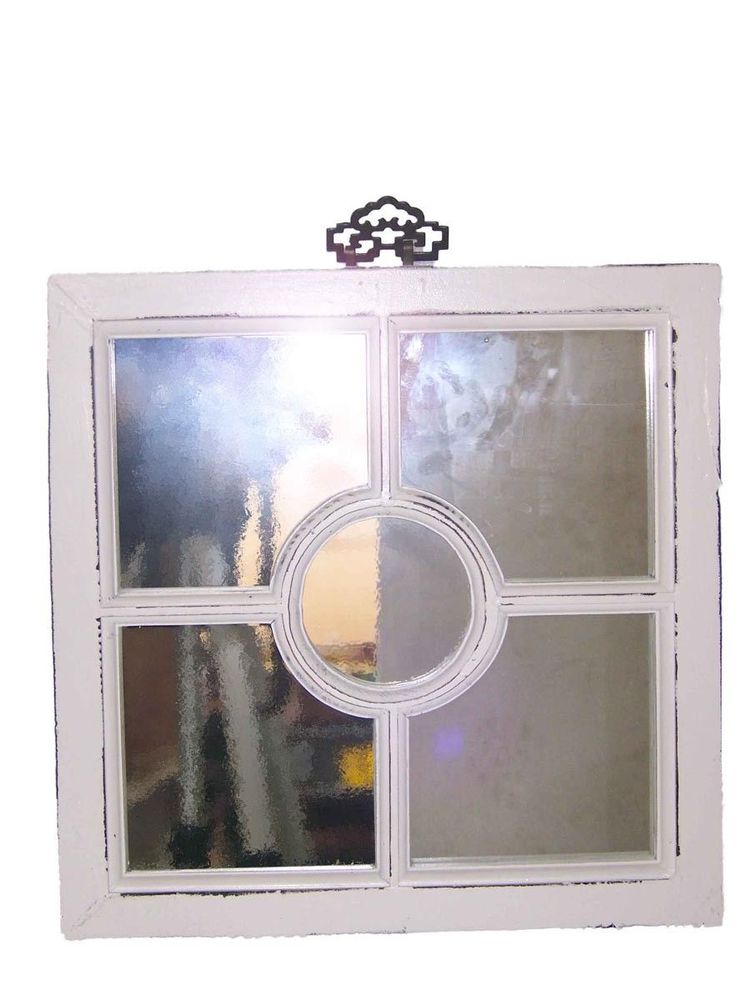 Miroirs - Miroir rond en bois recyclé, finition blanc vieilli, 40 cm - JP2B DECORATION