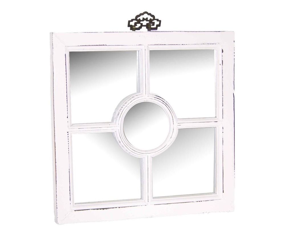 Miroirs - Miroir rond en bois recyclé, finition blanc vieilli, 40 cm - JP2B DECORATION