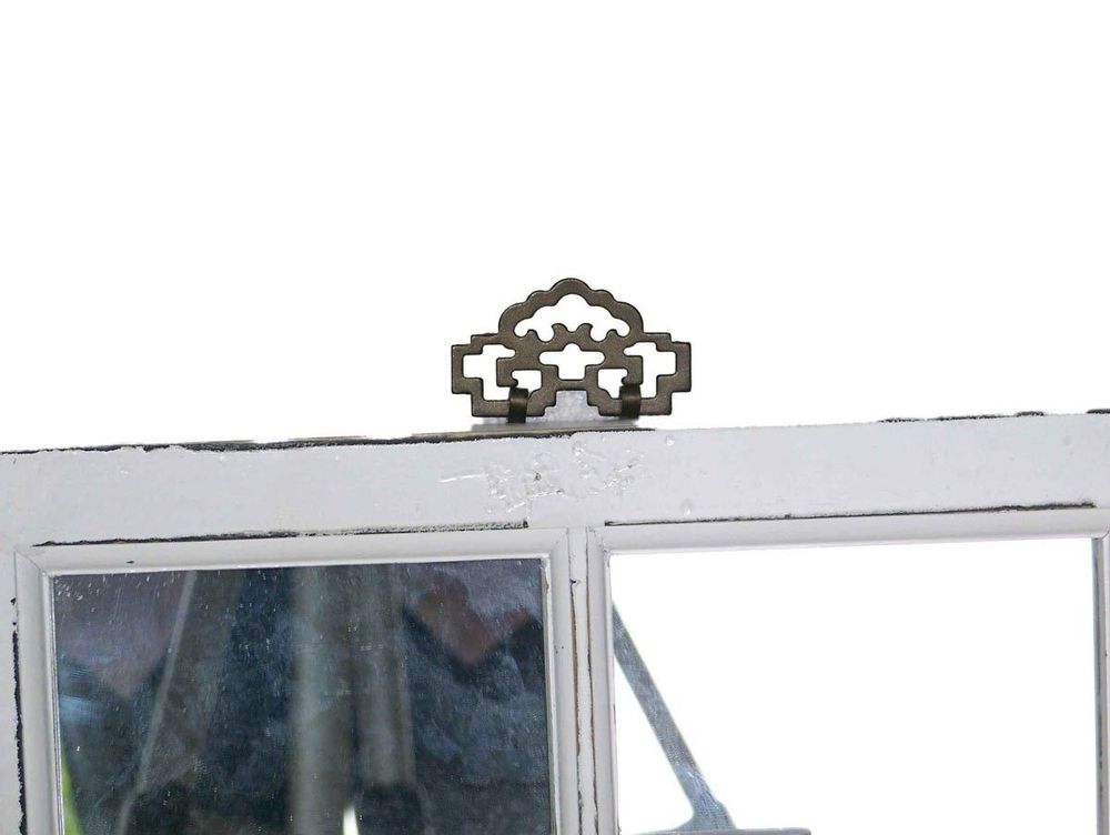 Mirrors - Square mirror in recycled wood, distressed white finish, 40 cm - JP2B DECORATION