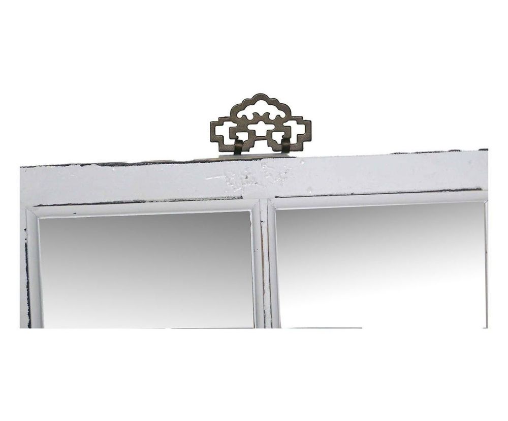 Mirrors - Square mirror in recycled wood, distressed white finish, 40 cm - JP2B DECORATION