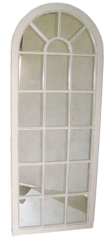 Mirrors - Partition mirror, recycled wood, distressed white finish, 180 cm - JP2B DECORATION