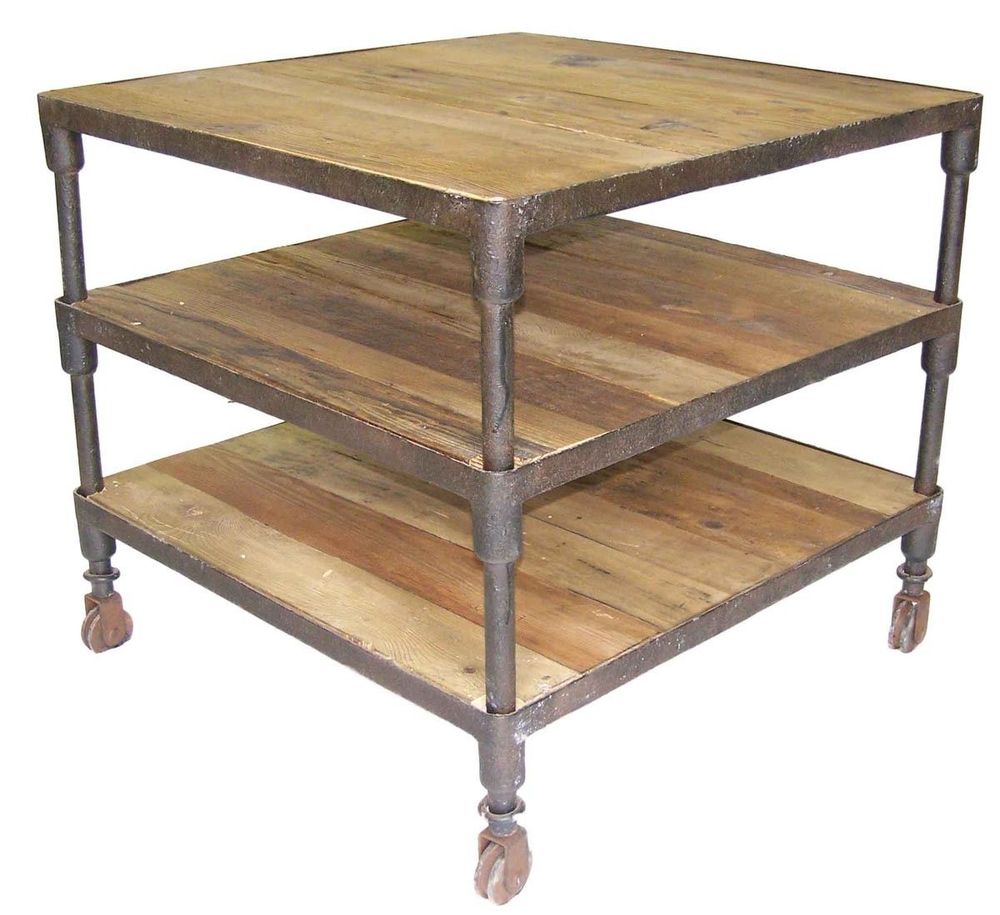 Autres tables - Bout de canapé en bois et métal, 3 étagères, style industriel - JP2B DECORATION