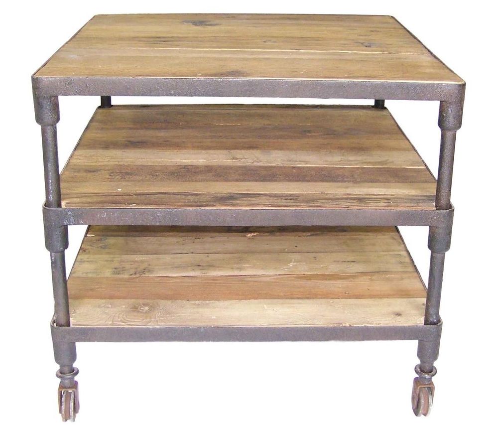Autres tables - Bout de canapé en bois et métal, 3 étagères, style industriel - JP2B DECORATION