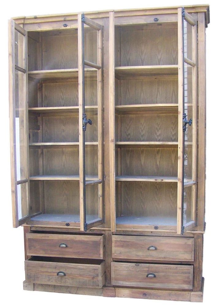 Bibliothèques - Bibliothèque en bois recyclé, 4 tiroirs, design rustique - JP2B DECORATION
