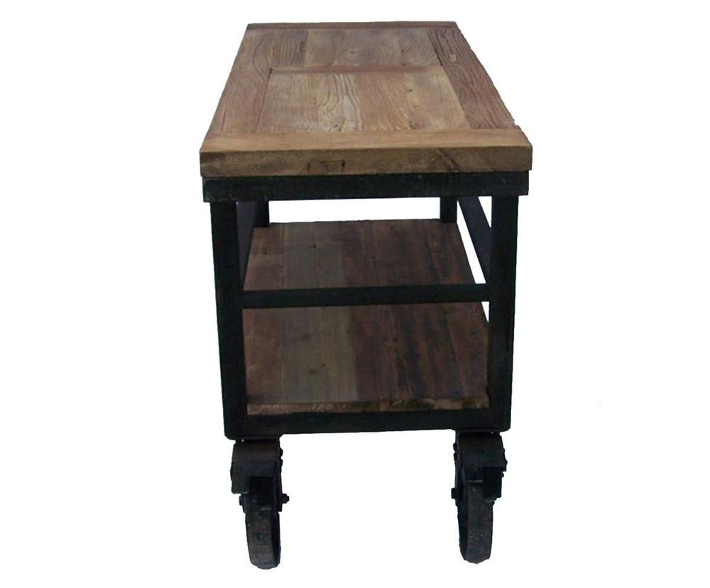 Consoles - Trolley industriel en bois et métal, design vintage robuste - JP2B DECORATION