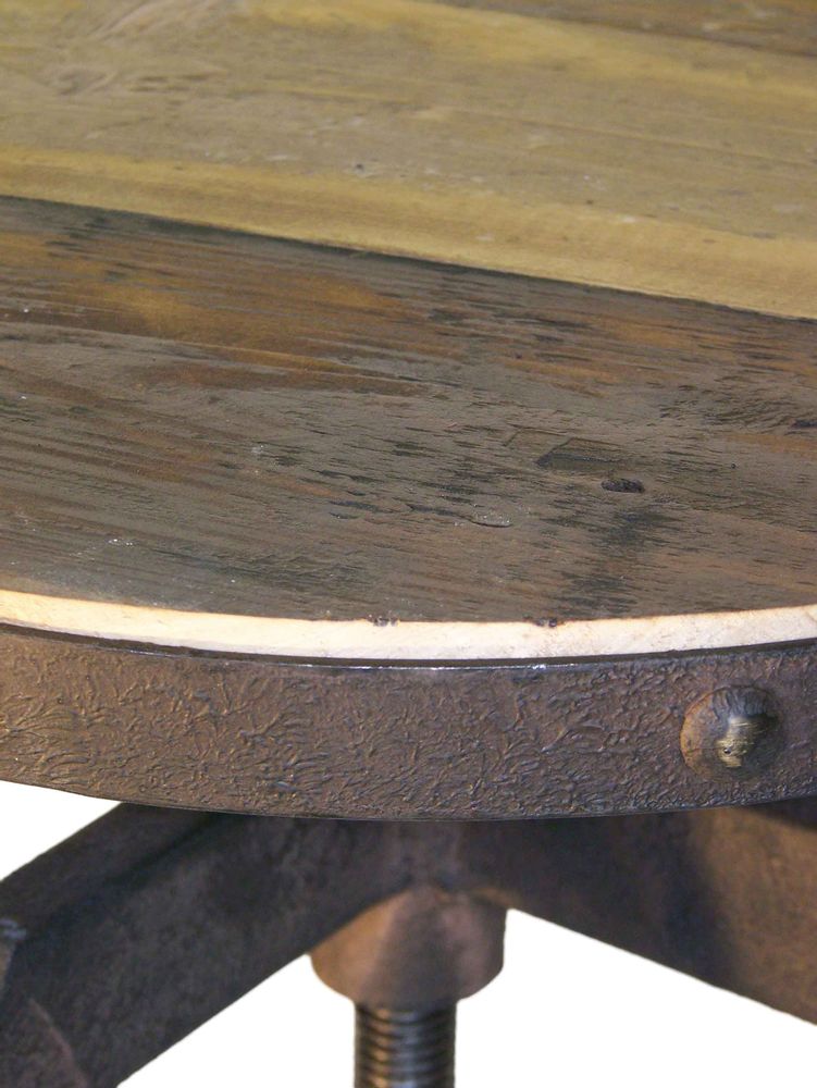 Tables basses - Table basse ronde industrielle, bois vieilli et métal, 50 cm - JP2B DECORATION