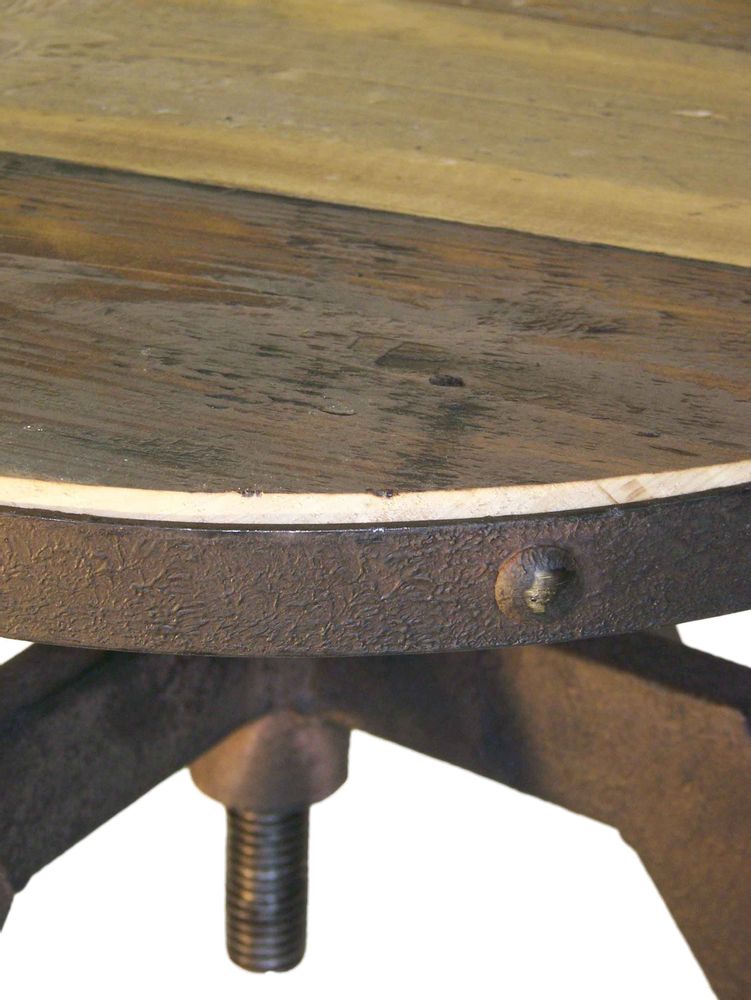 Tables basses - Table basse ronde industrielle, bois vieilli et métal, 50 cm - JP2B DECORATION