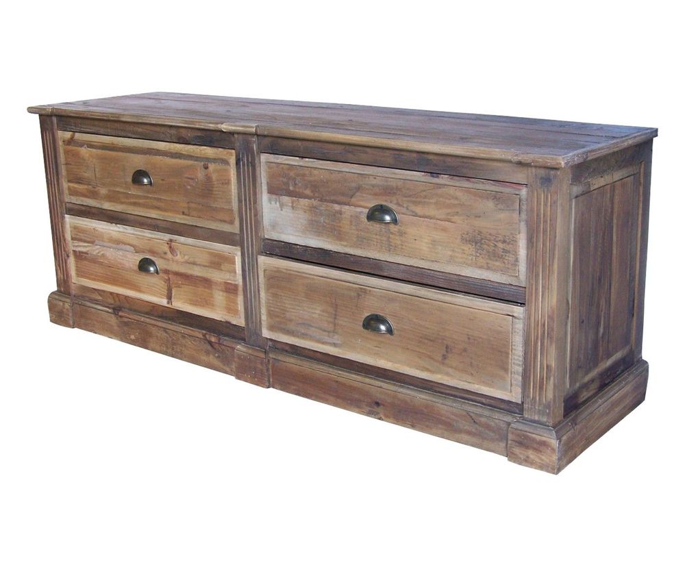 Sideboards - Recycled wood sideboard, 4 drawers, rustic design - JP2B DECORATION