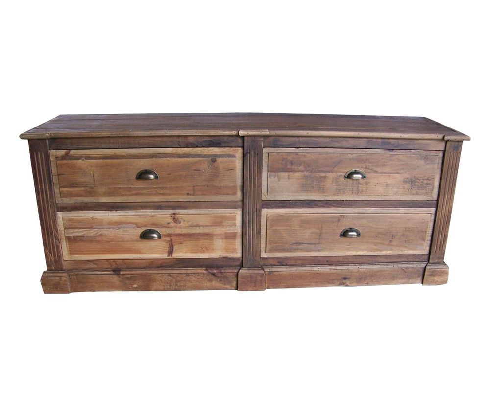 Sideboards - Recycled wood sideboard, 4 drawers, rustic design - JP2B DECORATION