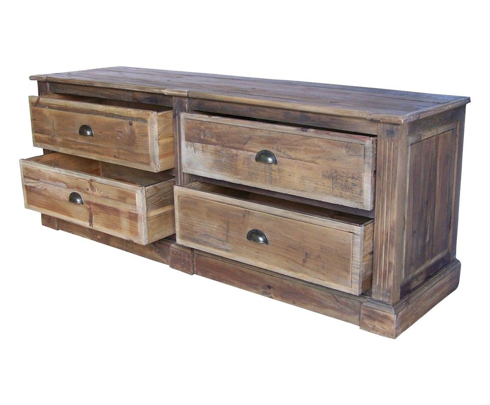 Sideboards - Recycled wood sideboard, 4 drawers, rustic design - JP2B DECORATION