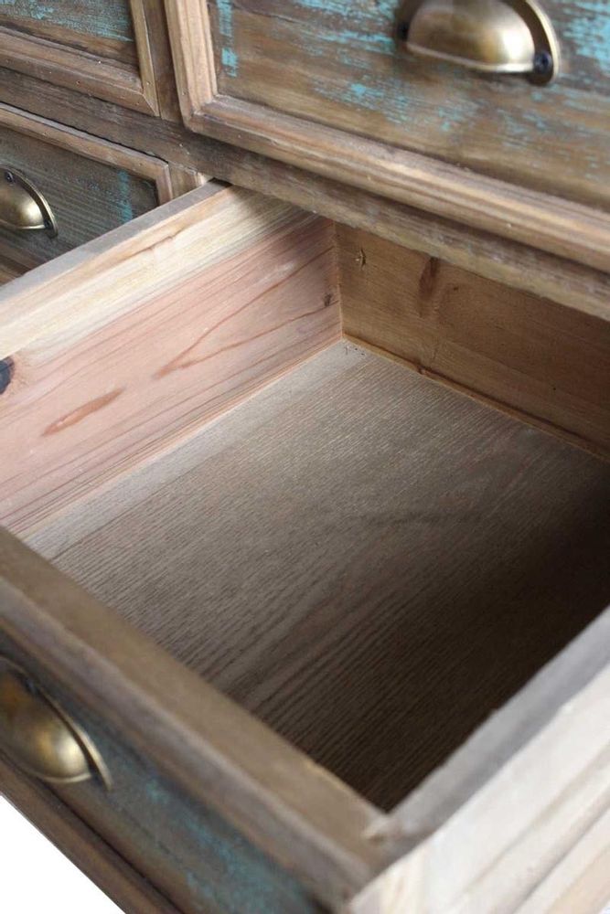 Buffets - Chiffonnier en bois recyclé, 15 tiroirs, design rustique et authentique - JP2B DECORATION