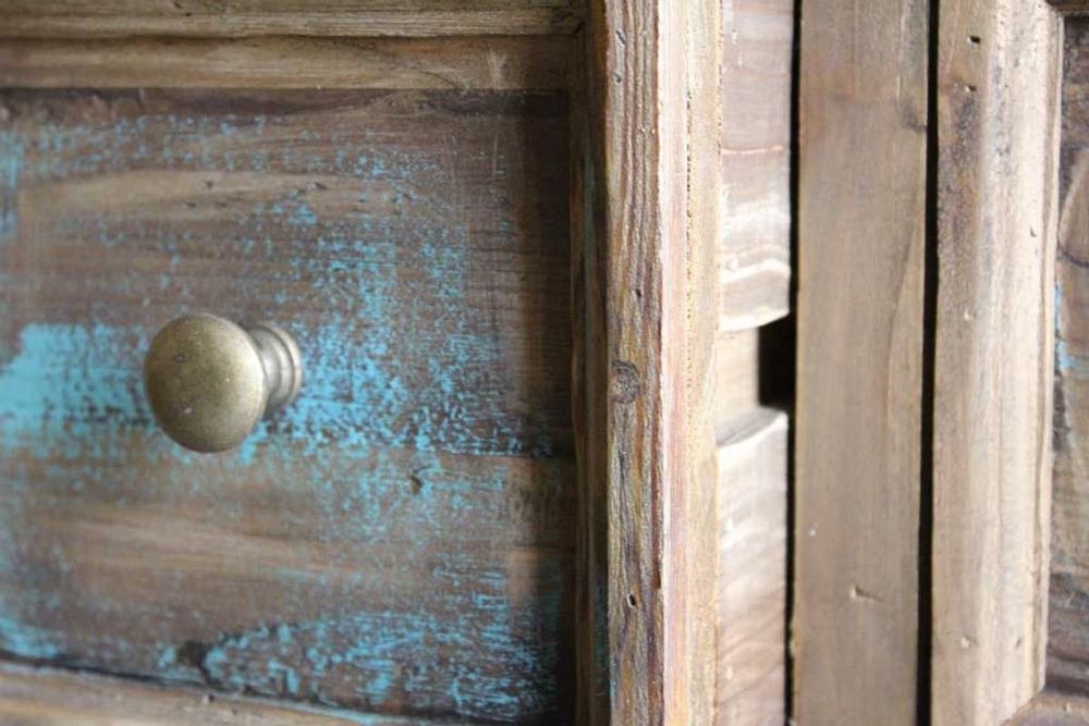 Buffets - Chiffonnier en bois recyclé, 15 tiroirs, design rustique et authentique - JP2B DECORATION