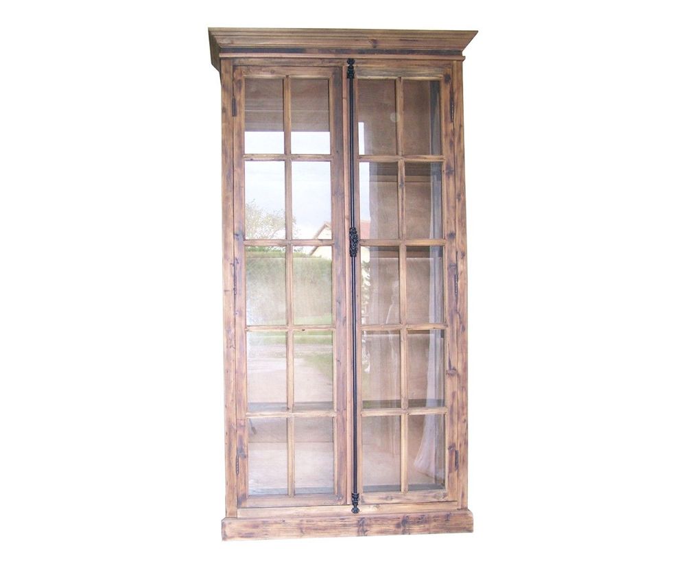 Armoires - Armoire vitrée en bois recyclé, petit carreau, design authentique - JP2B DECORATION