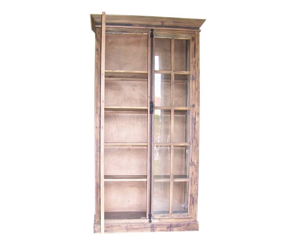 Armoires - Armoire vitrée en bois recyclé, petit carreau, design authentique - JP2B DECORATION