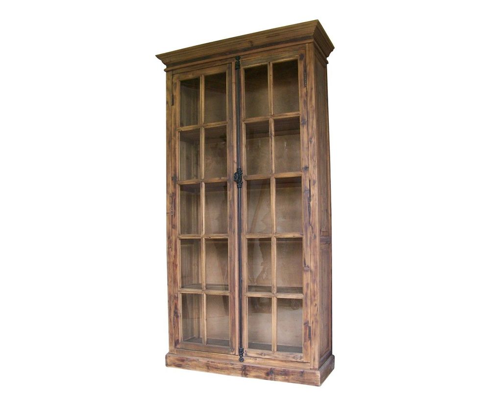 Armoires - Armoire vitrée en bois recyclé, petit carreau, design authentique - JP2B DECORATION