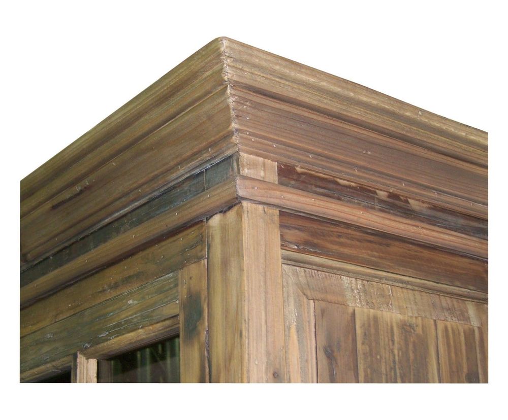 Armoires - Armoire vitrée en bois recyclé, petit carreau, design authentique - JP2B DECORATION