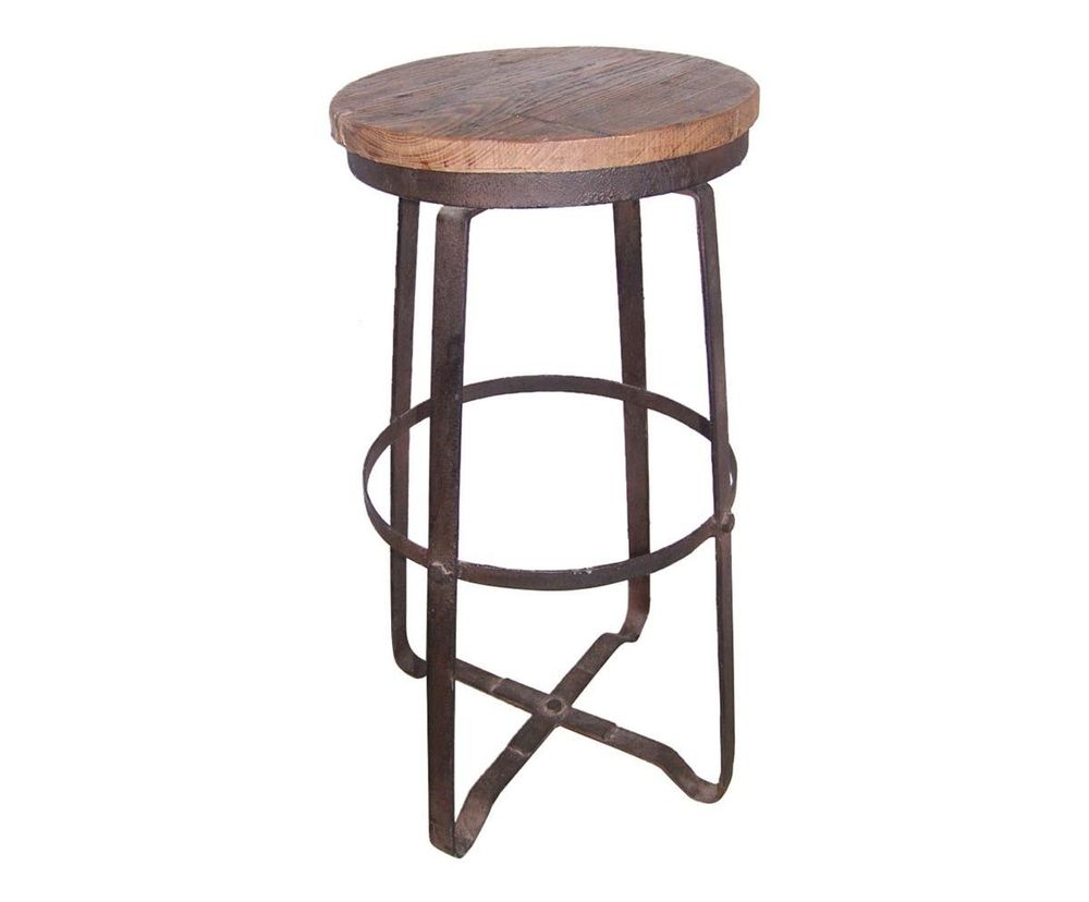 Tabourets - Tabouret de bar industriel réglable, métal et bois, design vintage - JP2B DECORATION