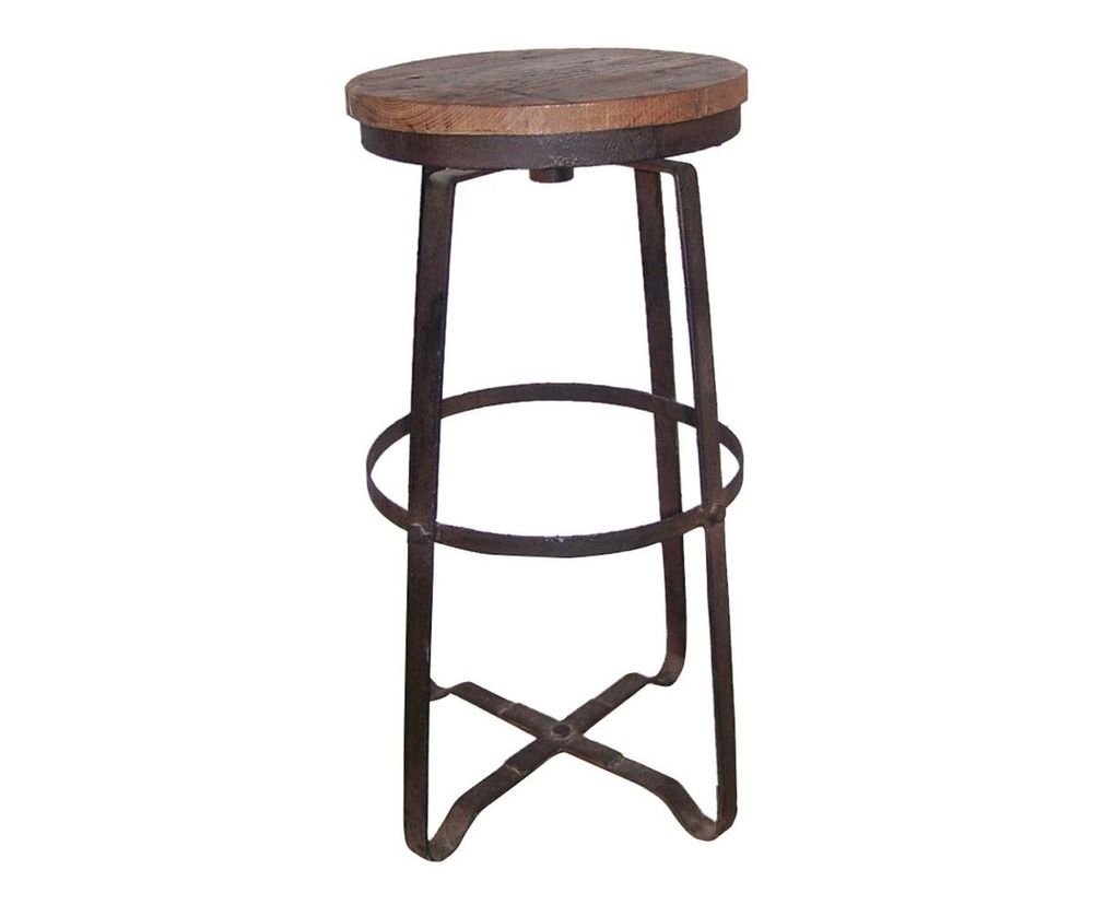 Tabourets - Tabouret de bar industriel réglable, métal et bois, design vintage - JP2B DECORATION