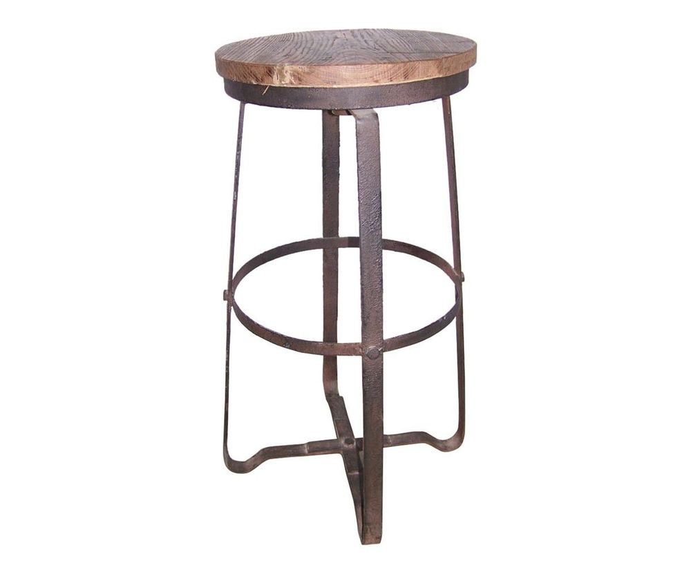 Tabourets - Tabouret de bar industriel réglable, métal et bois, design vintage - JP2B DECORATION