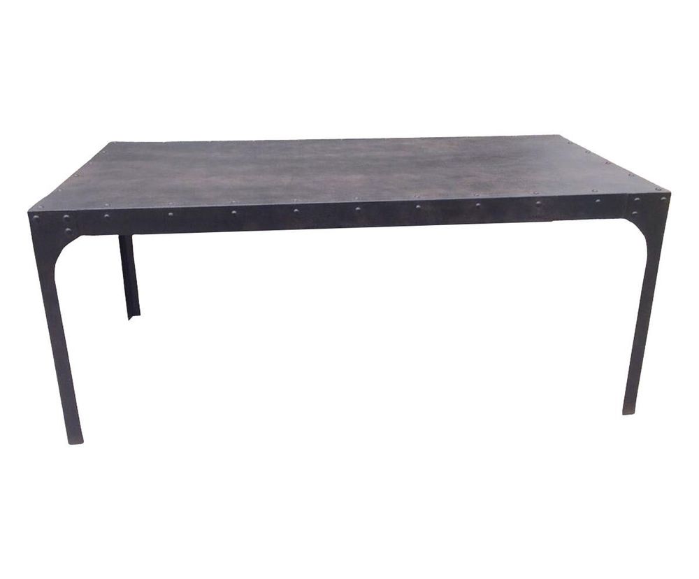 Tables Salle à Manger - Table de repas industrielle, métal noir martelé, 180 cm - JP2B DECORATION