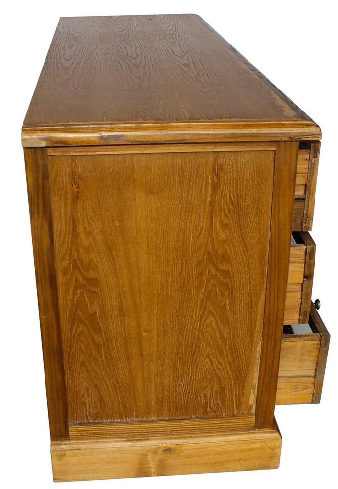 Buffets - Chiffonnier vitré en bois vieilli, 12 tiroirs, design authentique - JP2B DECORATION