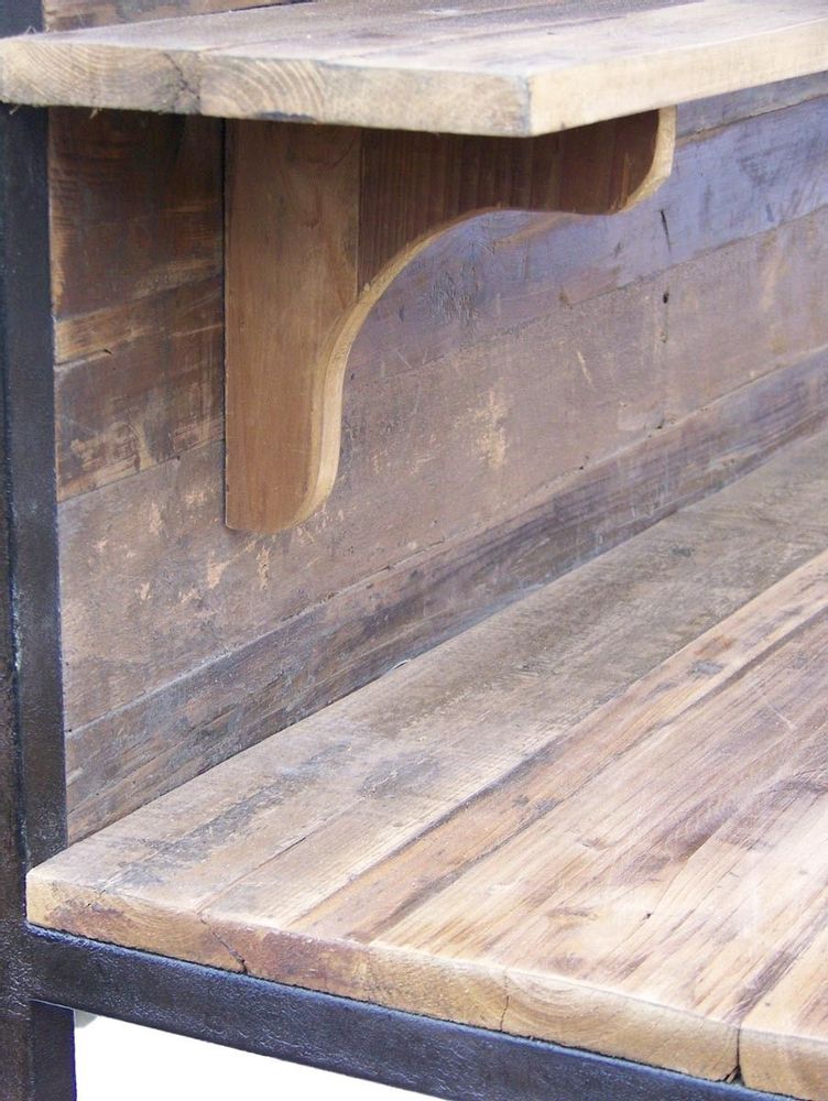 Shelves - Industrial workbench console, 4 shelves, wood and metal - JP2B DECORATION