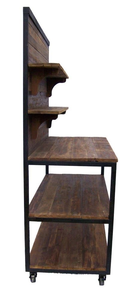 Shelves - Industrial workbench console, 4 shelves, wood and metal - JP2B DECORATION