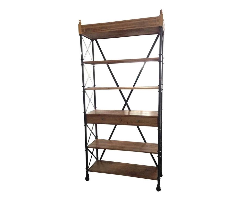 Shelves - Industrial shelf with drawers, wood and metal, 230 cm - JP2B DECORATION