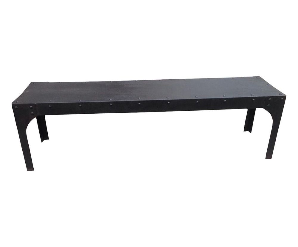Bancs - Banc en métal noir martelé, style industriel, 160 cm - JP2B DECORATION