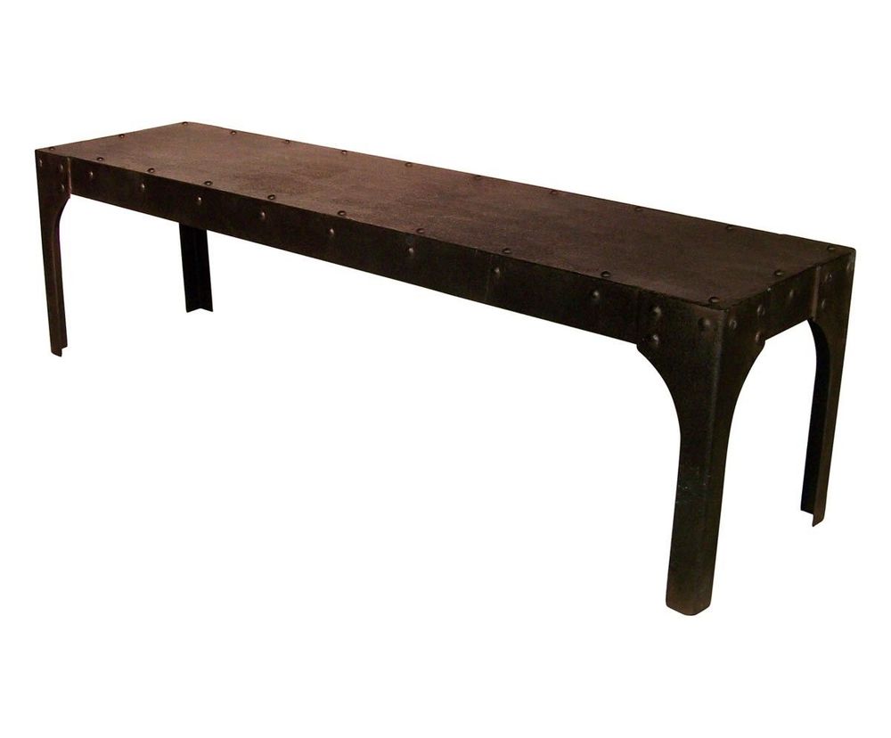 Bancs - Banc en métal noir martelé, style industriel, 160 cm - JP2B DECORATION