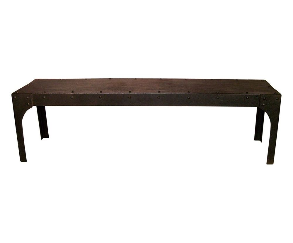 Bancs - Banc en métal noir martelé, style industriel, 160 cm - JP2B DECORATION