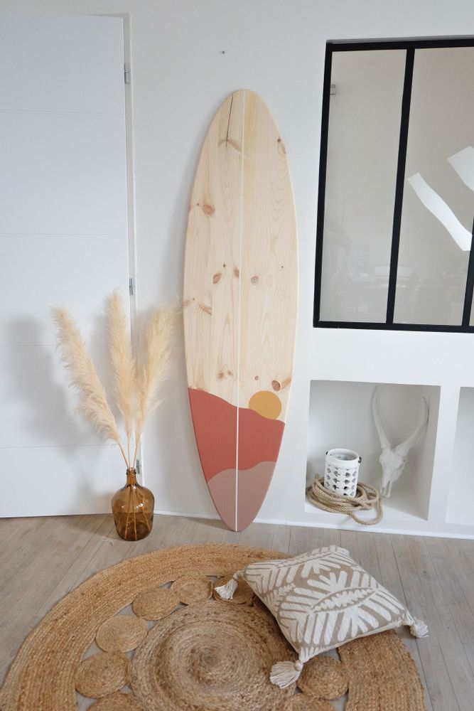 Objets de décoration - planche de surf décorative en bois "Sables d'Olonne" - LE COMPTOIR DE MALOW