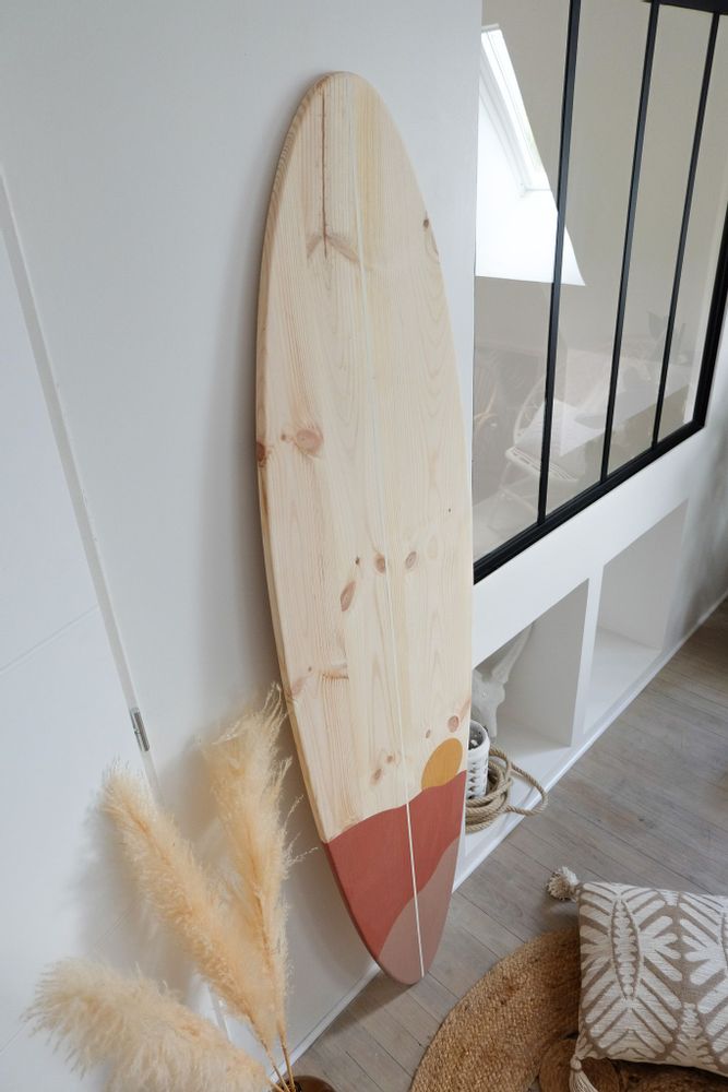 Objets de décoration - planche de surf décorative en bois "Sables d'Olonne" - LE COMPTOIR DE MALOW