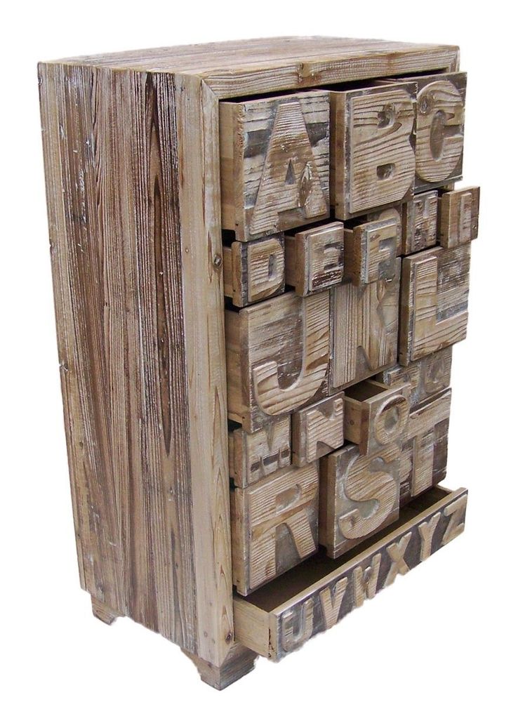 Buffets - Meuble à tiroirs ABCD, bois recyclé, design industriel, 87 cm - JP2B DECORATION