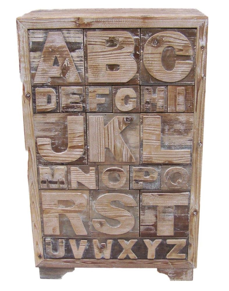 Buffets - Meuble à tiroirs ABCD, bois recyclé, design industriel, 87 cm - JP2B DECORATION