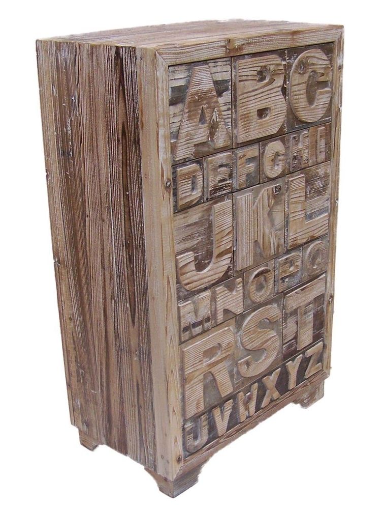 Buffets - Meuble à tiroirs ABCD, bois recyclé, design industriel, 87 cm - JP2B DECORATION