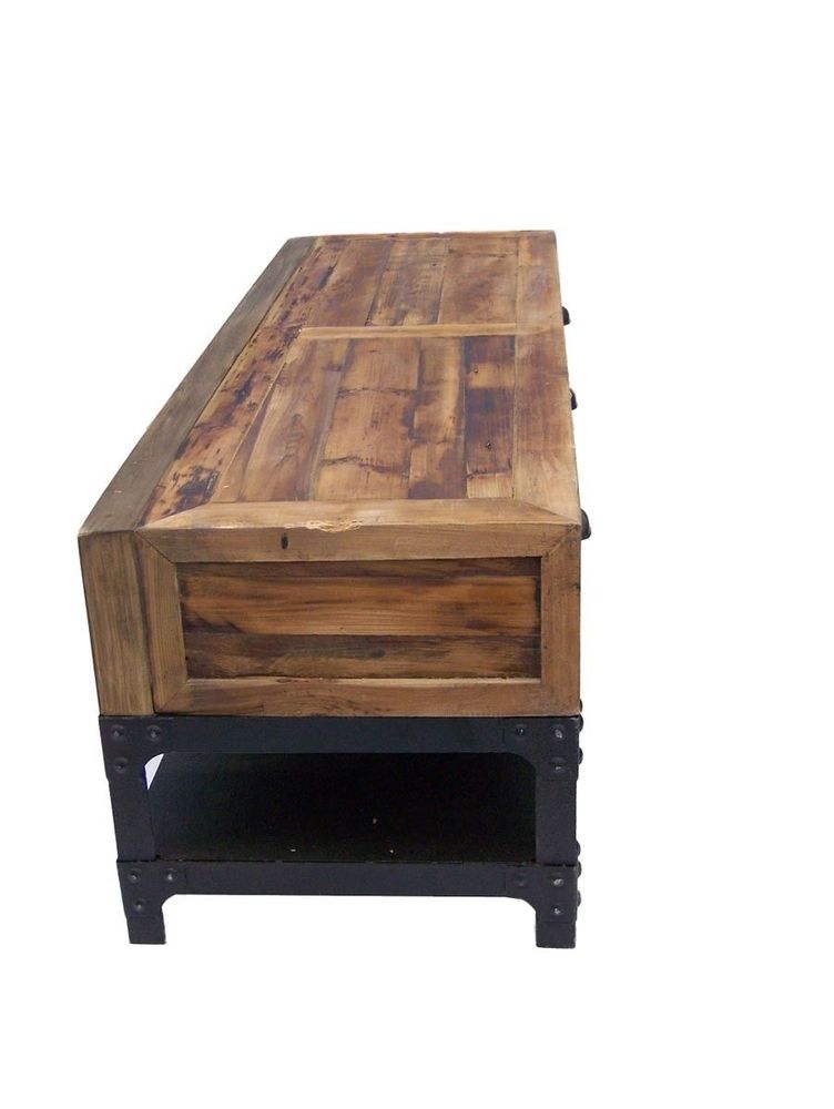 Buffets - Meuble TV industriel 3 tiroirs, bois vieilli et métal, 140 cm - JP2B DECORATION