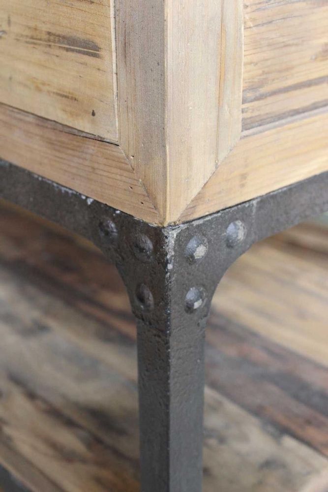 Console table - Small industrial console, 2 drawers, wood and metal - JP2B DECORATION