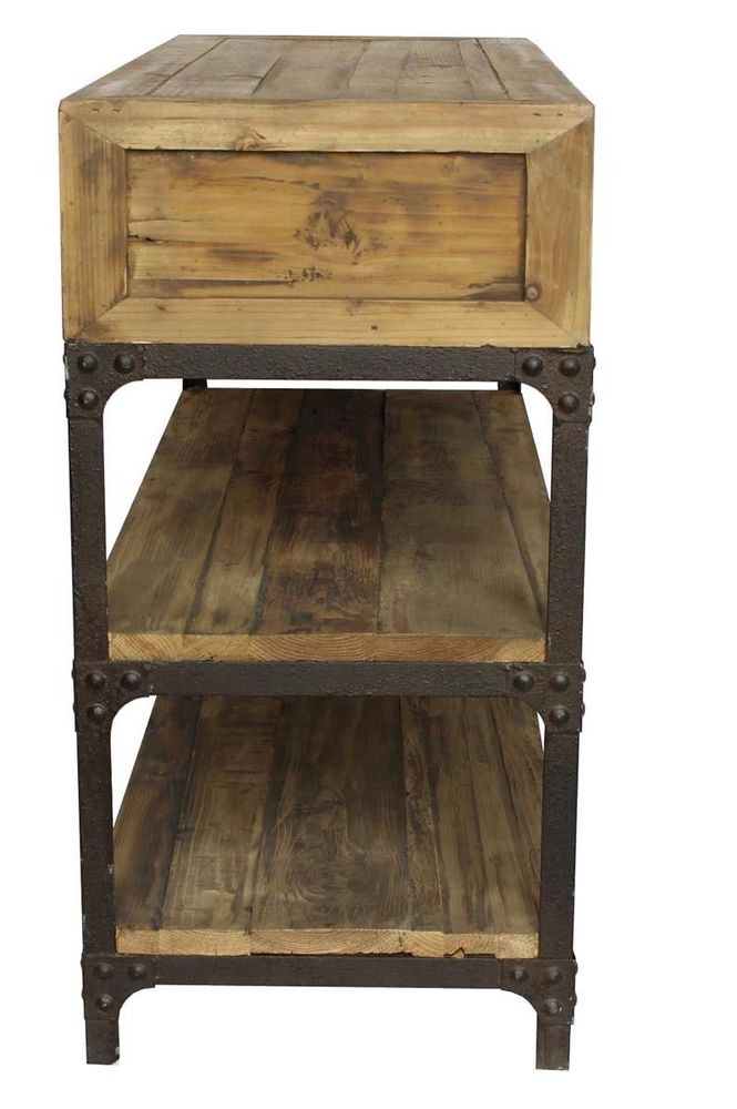 Console table - Small industrial console, 2 drawers, wood and metal - JP2B DECORATION