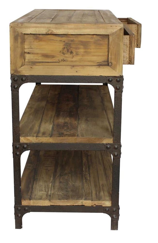 Console table - Small industrial console, 2 drawers, wood and metal - JP2B DECORATION