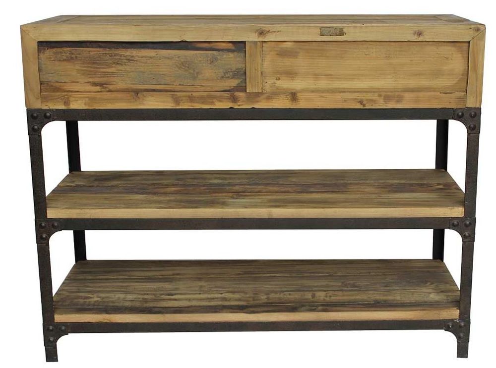 Console table - Small industrial console, 2 drawers, wood and metal - JP2B DECORATION
