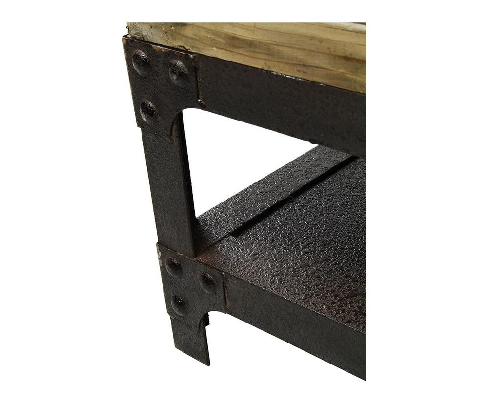 Tables basses - Mini table basse industrielle, bois vieilli et métal, 100 cm - JP2B DECORATION