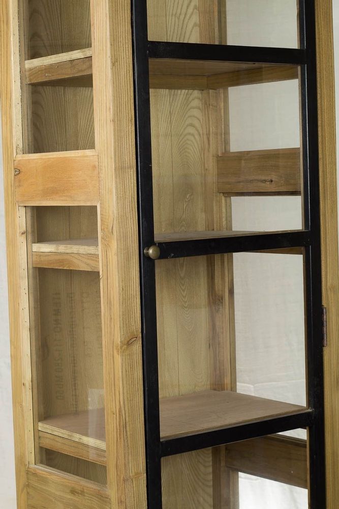 Sideboards - Industrial one-door wardrobe in recycled wood, sturdy and authentic design - JP2B DECORATION