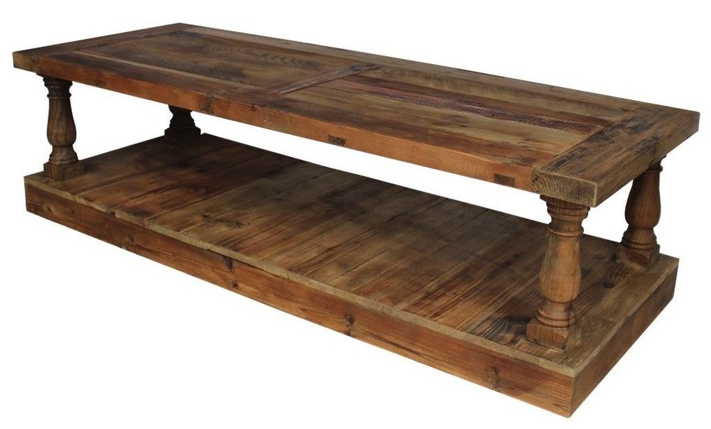 Coffee tables - Coffee table in recycled wood, natural rustic design, 165 cm - JP2B DECORATION