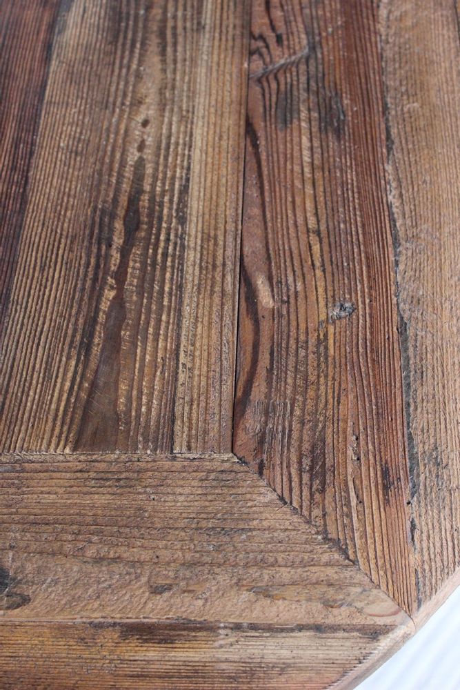 Dining Tables - Industrial side table in metal and recycled wood, 100 cm - JP2B DECORATION
